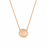 14K Gold Diamond Round Plate Necklace