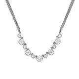 14K Gold Halo and Bezel Round Diamond Duo Chain Necklace