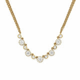 14K Gold Halo and Bezel Round Diamond Duo Chain Necklace