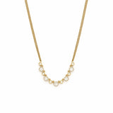 14K Gold Halo and Bezel Round Diamond Duo Chain Necklace