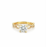 14K Gold 1.00 Carat Lab Grown Round Twisted Shank Engagement Ring