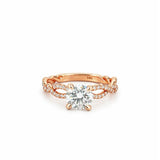 14K Gold 1.00 Carat Lab Grown Round Twisted Shank Engagement Ring