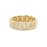 14K Gold Halfway Diamond Cuban Pave Band
