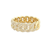 14K Gold Halfway Diamond Cuban Pave Band