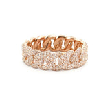 14K Gold Halfway Diamond Cuban Pave Band