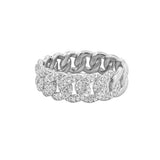 14K Gold Halfway Diamond Cuban Pave Band