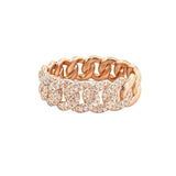 14K Gold Halfway Diamond Cuban Pave Band