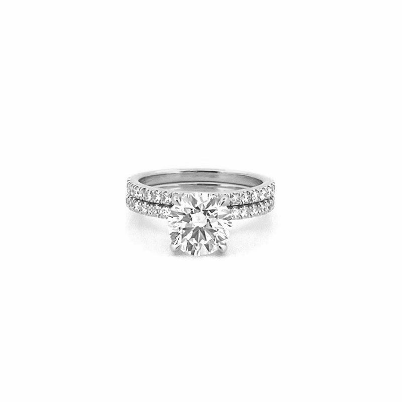 14K Gold 2.00 Carat Lab Grown Round Diamond Eternity Engagement Set