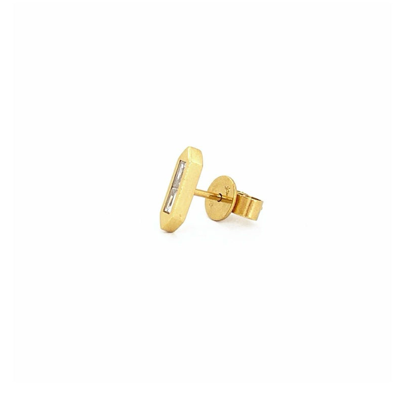 14K Gold Hexagonal Baguette Stud Earrings