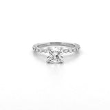 14K Gold 1.20 Carat Lab Grown Cushion Cut Diamond Single Prong Under Halo Engagement Ring