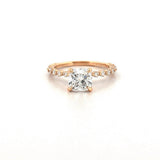 14K Gold 1.20 Carat Lab Grown Cushion Cut Diamond Single Prong Under Halo Engagement Ring