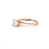 14K Gold 1.20 Carat Lab Grown Cushion Cut Diamond Single Prong Under Halo Engagement Ring