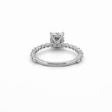 14K Gold 1.20 Carat Lab Grown Cushion Cut Diamond Single Prong Under Halo Engagement Ring