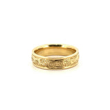 14K Gold Mens Floral Engraved Band
