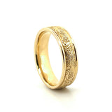 14K Gold Mens Floral Engraved Band