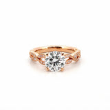 14K Gold 1.60 Carat Lab Grown Round Art Deco Leaf Engagement Ring