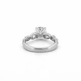 14K Gold 1.60 Carat Lab Grown Round Art Deco Leaf Engagement Ring