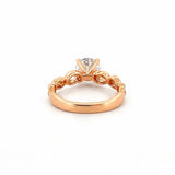 14K Gold 1.60 Carat Lab Grown Round Art Deco Leaf Engagement Ring