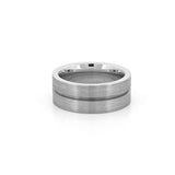14K Gold Mens Center Groove Band