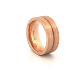 14K Gold Mens Center Groove Band
