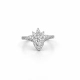 14K Gold Pear Cluster Diamond Curved Engagement Ring