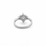 14K Gold Pear Cluster Diamond Curved Engagement Ring