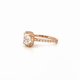 14K Gold 1.20 Carat Natural Cushion Diamond Halo Engagement Ring