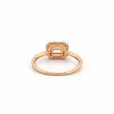 14K Gold 1.25 Carat East West Emerald Cut Morganite Art Deco Halo Engagement Ring