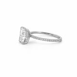 14K Gold 2.00 Carat Lab Grown Radiant Diamond Prong Set Under Halo Engagement Ring