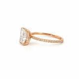 14K Gold 2.00 Carat Lab Grown Radiant Diamond Prong Set Under Halo Engagement Ring