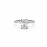 14K Gold 2.00 Carat Lab Grown Radiant Diamond Prong Set Under Halo Engagement Ring