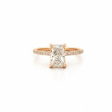 14K Gold 2.00 Carat Lab Grown Radiant Diamond Prong Set Under Halo Engagement Ring