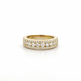 14K Gold Channel Set Diamond Three Row Pave Band