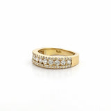14K Gold Channel Set Diamond Three Row Pave Band