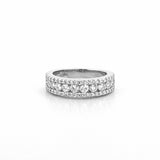 14K Gold Channel Set Diamond Three Row Pave Band