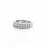 14K Gold Channel Set Diamond Three Row Pave Band