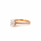 14K Gold 1.50 Carat Lab Grown Oval Diamond 3/4 3D Cathedral Engagement Ring