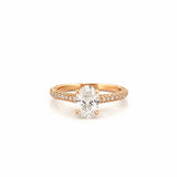 14K Gold 1.50 Carat Lab Grown Oval Diamond 3/4 3D Cathedral Engagement Ring