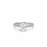 14K Gold 1.50 Carat Lab Grown Oval Diamond 3/4 3D Cathedral Engagement Ring