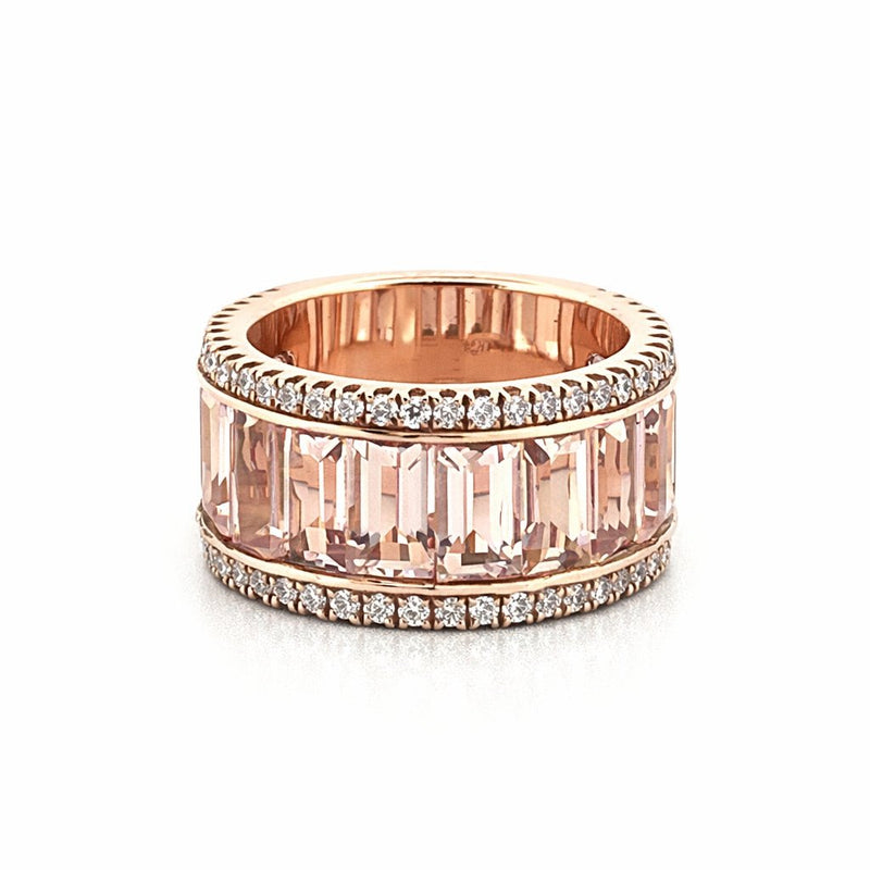 14K Gold Morganite Baguette Diamond Fashion Band