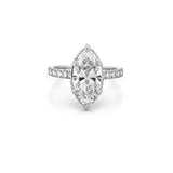 14K Gold 3.00 Carat Lab Grown Marquise Diamond 6-Prong Under Halo Engagement Ring