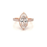 14K Gold 3.00 Carat Lab Grown Marquise Diamond 6-Prong Under Halo Engagement Ring