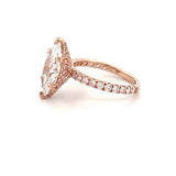 14K Gold 3.00 Carat Lab Grown Marquise Diamond 6-Prong Under Halo Engagement Ring