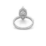 14K Gold 3.00 Carat Lab Grown Marquise Diamond 6-Prong Under Halo Engagement Ring