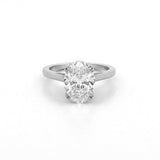 14K Gold 3.00 Carat Lab Grown Oval Diamond Cathedral Under Halo Engagement Ring