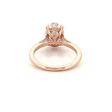 14K Gold 3.00 Carat Lab Grown Oval Diamond Cathedral Under Halo Engagement Ring