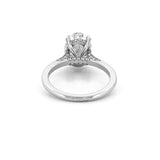 14K Gold 3.00 Carat Lab Grown Oval Diamond Cathedral Under Halo Engagement Ring