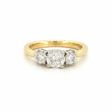 14K Gold Three Stone 1.20 Carat Round Natural Diamond Basket Set Engagement Ring