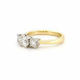14K Gold Three Stone 1.20 Carat Round Natural Diamond Basket Set Engagement Ring
