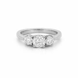 14K Gold Three Stone 1.20 Carat Round Natural Diamond Basket Set Engagement Ring